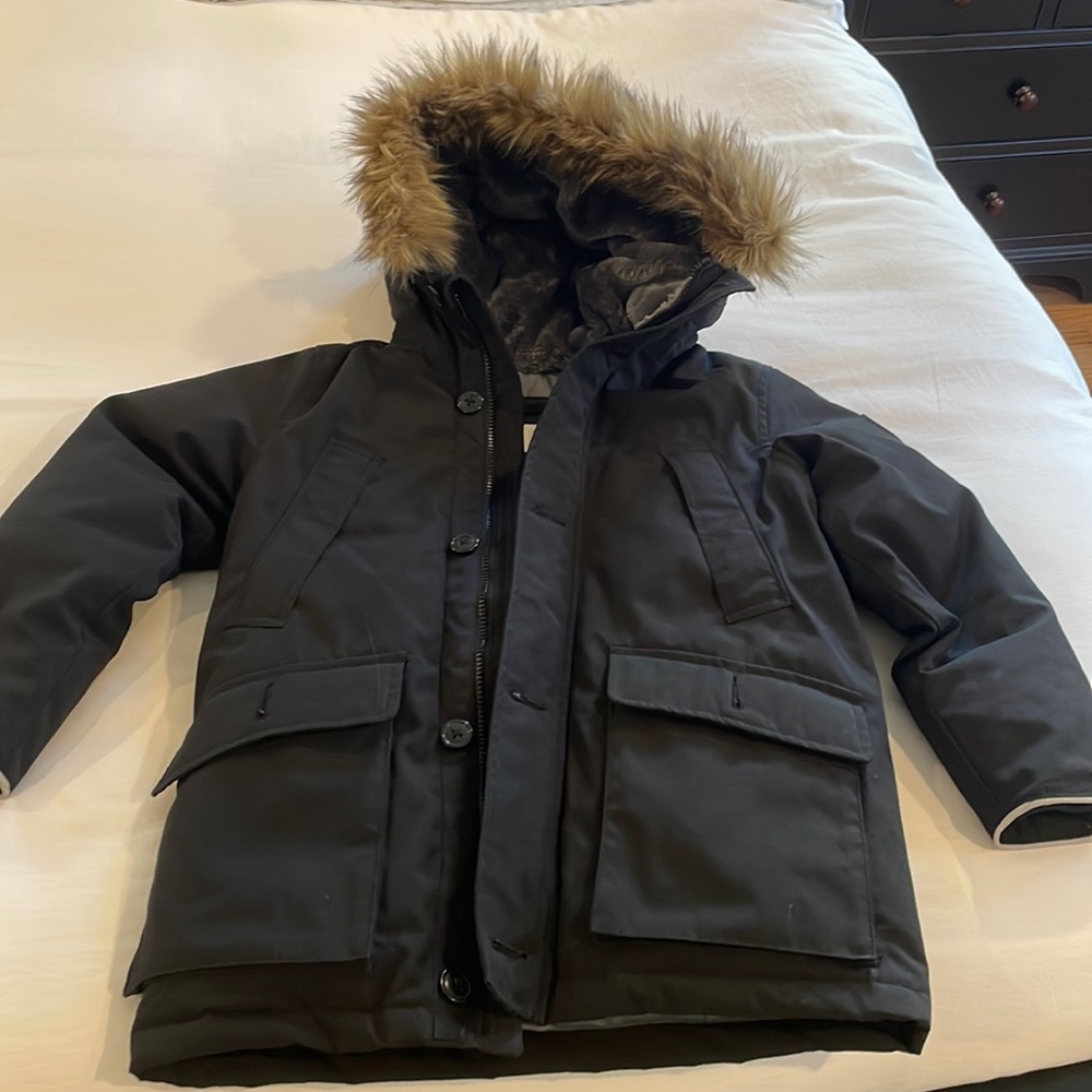 GAP Black Kids Jacket with Faux Fur Hood